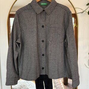 Benetton Wool Blend Overshirt - Houndstooth, Large